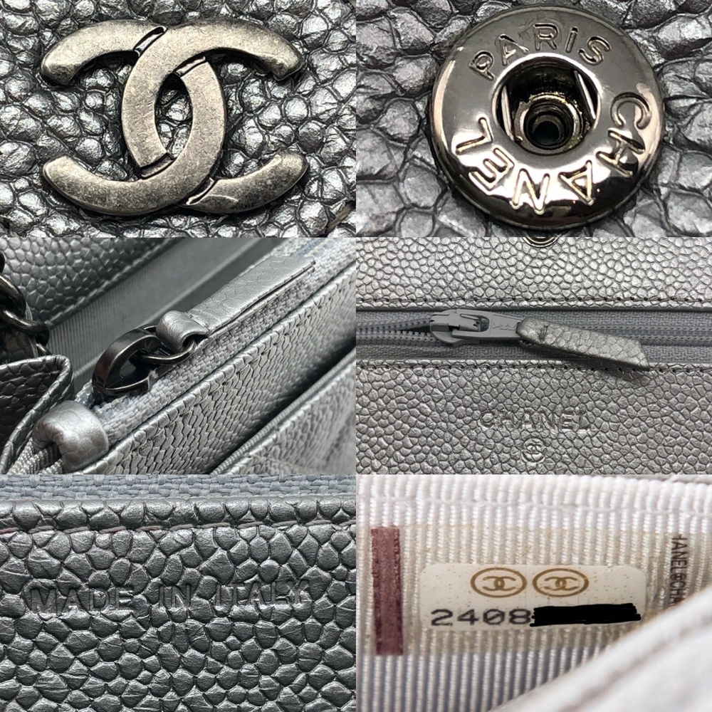 CHANEL Silver Caviar Ruthenium HW Wallet On Chain - Picture 16 of 16